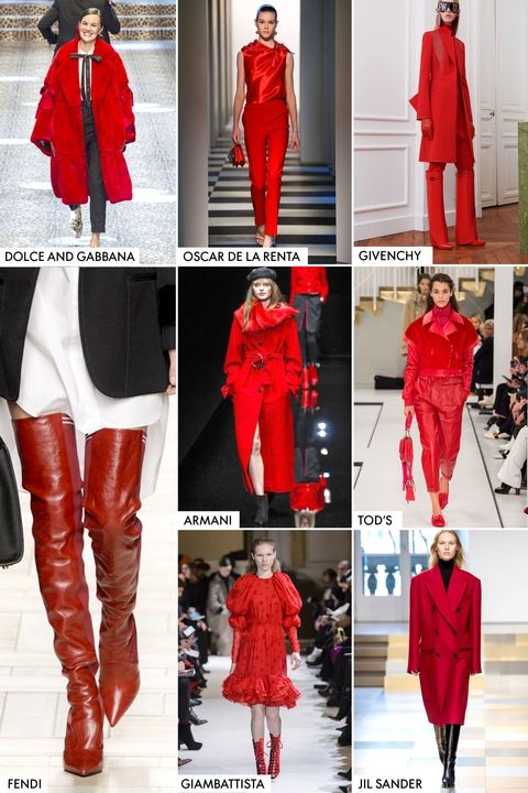модные тренды осень зима 2017 2018 красный цвет