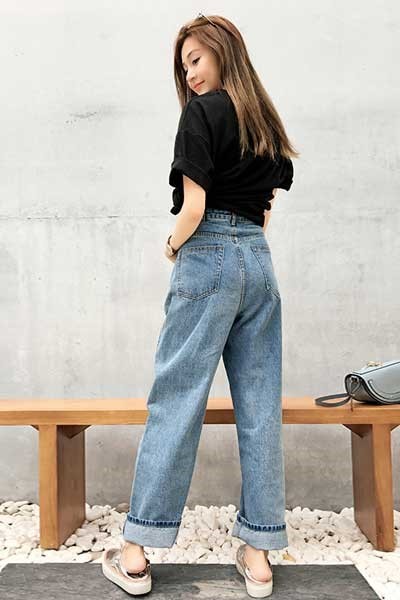 фото джинсы бойфренды с высокой талией модные мода
