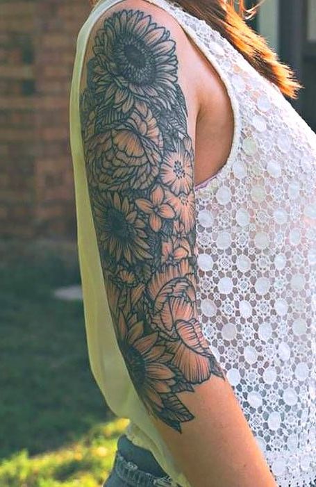 Топ-23 стильных тату с изображением подсолнуха для девушек